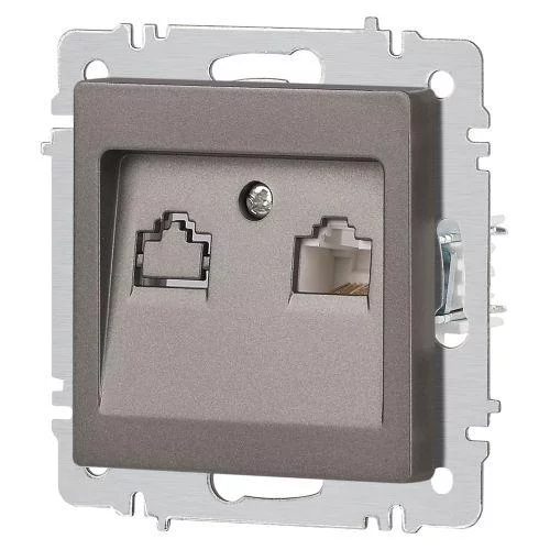 Розетка компьютерная 1-м СП Accent 6-303-09 RJ45 IP20 титан Intro 