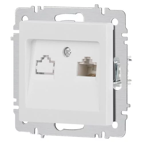 Розетка компьютерная 1-м СП Accent 6-303-01М RJ45 IP20 бел. матов. Intro 