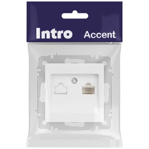 Розетка компьютерная 1-м СП Accent 6-303-01М RJ45 IP20 бел. матов. Intro 
