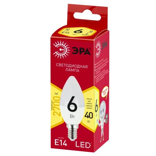 Лампа светодиодная LINE LED B35-6W-827-E14 R B35 6Вт свеча E14 тепл. бел. ЭРА 