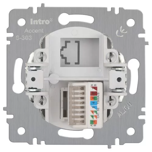 Розетка компьютерная 1-м СП Accent 6-303-01 RJ45 IP20 бел. Intro 