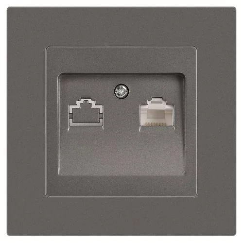 Розетка компьютерная 1-м СП Accent 6-303-09 RJ45 IP20 титан Intro 