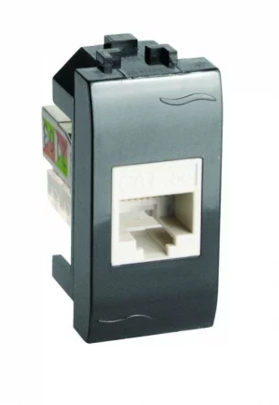 Розетка компьютерная 1-м СП 1мод. Brava RJ45 кат.5E черн. DKC 