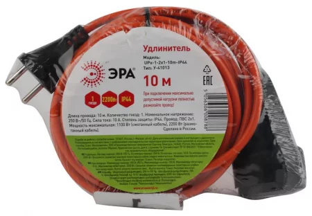 Удлинитель-шнур 1х10м без заземл. 10А IP20 UPx-1-2х1-10m ПВС 2х1 (бухта) Эра 