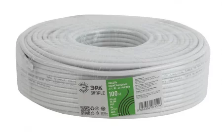 Кабель коаксиальный RG-6U CCS/оплетка Al 64проц. PVC Simple 75Ом бел. (м) Эра 