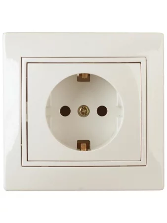 Розетка 1-м СП Plano 1-202-02 16А IP20 250В 2P+E Schuko сл. кость Intro 