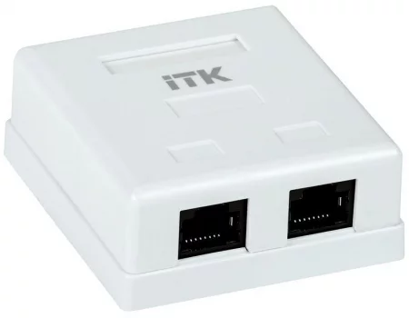 Розетка компьютерная 2-м ОП RJ45 кат.5E UTP ITK 