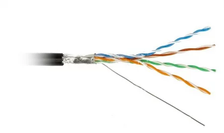 Кабель витая пара F/UTP кат.5E 4х2х24AWG solid PE Outdoor FUTP4-C5E-S24-OUT-PE-BK-500 черн. (м) Hyperline 