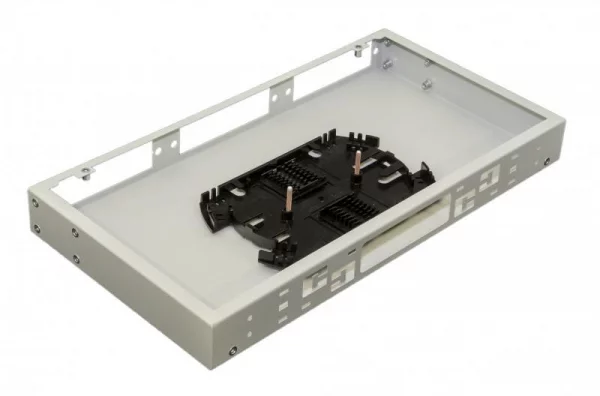 Бокс FO-19R-1U-3хSLT-W140H42-24UN-GY оптич. универсальн. 19 дюйм от 8 до 24 портов (SC duplex LC; ST; FC) со сплайс пластиной; без пигтейлов и проходных адаптеров; 1U; сер. Hyperline 