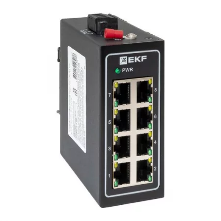 Коммутатор неуправляемый промышленный U-8T 8 портов 10/100Base-T(X) RJ45 монтаж на DIN-рейку TSX EKF 