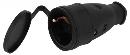 Розетка RX10-B-IP44 16А IP44 прямая с заземл. каучук черн. ЭРА 