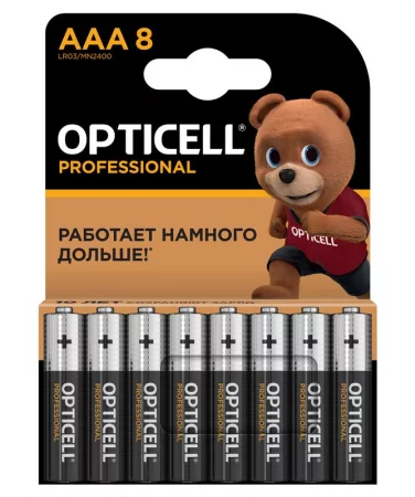 Элемент питания алкалиновый AAA/LR03 (блист. 8шт) Professional Opticell 