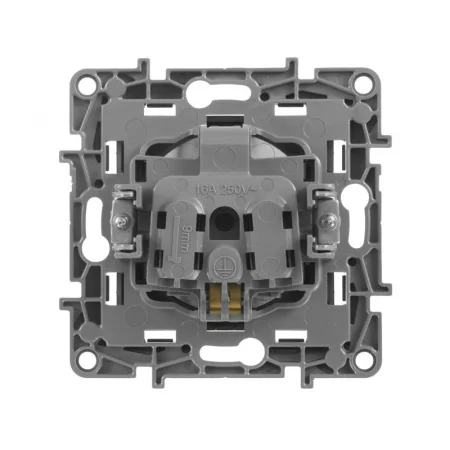 Розетка 1-м СП Etika 16А IP31 250В 2P+E с заземл. защ. шторки немецк. стандарт винтов. клеммы механизм антрацит IEK 