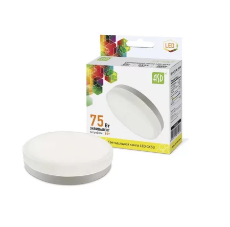 Лампа светодиодная LED-GX53-standard 8Вт таблетка 3000К тепл. бел. GX53 720лм 160-260В ASD 