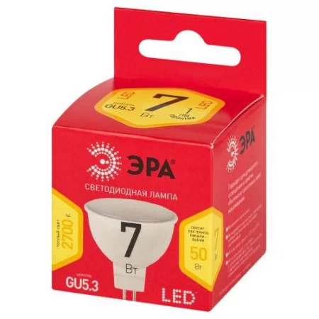 Лампа светодиодная RED LINE LED MR16-7W-827-GU5.3 R 7Вт MR16 софит 2700К тепл. бел. GU5.3 Эра 