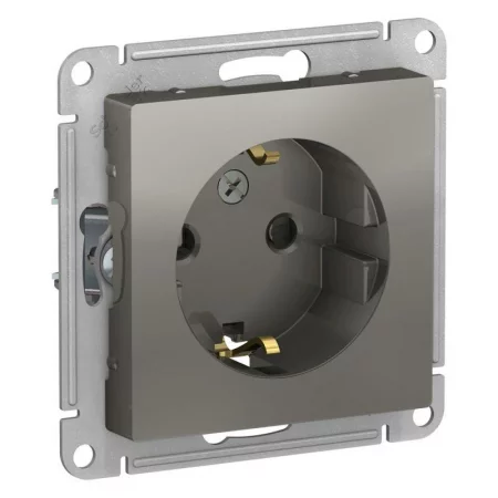 Розетка 1-м СП AtlasDesign 16А IP20 с заземл. защ. шторки механизм сталь SE 