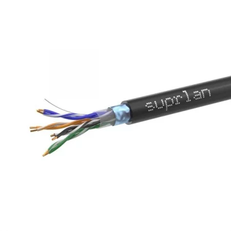 Кабель витая пара F/UTP кат.5E 4х2х24AWG solid Cu PE Outdoor Standard черн. (м) SUPRLAN 