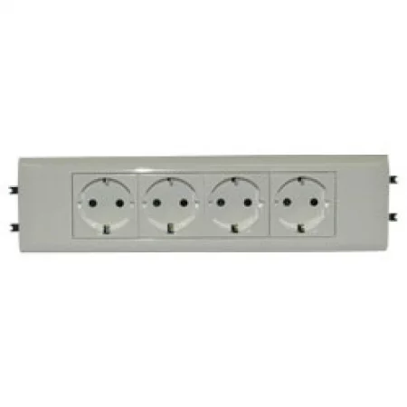 Розетка 4-м СП 8мод. Mosaic 16А IP40 4х2P+N с заземл. с суппортом безвинт. клеммы для кабель-канала DLP механизм бел. Leg 