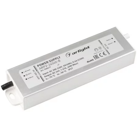 Блок питания ARPV-24040-B 24В 1.7А 40Вт IP67 метал. 3 года Arlight 