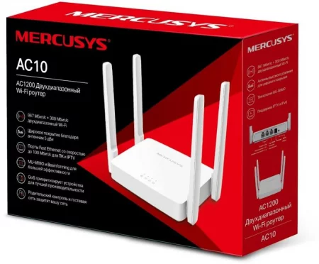 Роутер беспроводной AC10 AC1200 10/100BASE-TX бел. MERCUSYS 