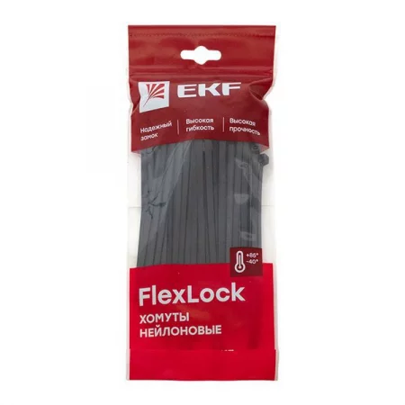 Хомут P6.6 4.6х160 FlexLock стандартный черн. (уп.100шт) PROxima EKF 