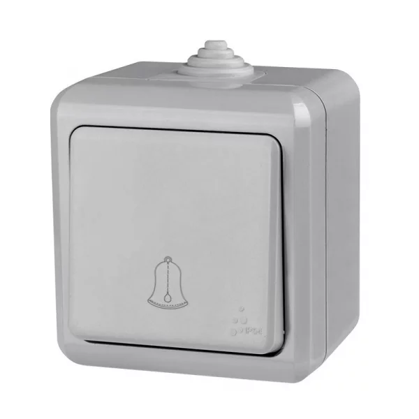 Кнопка звонка ОП Dita IP54 10А 250В сер. TOKOV ELECTRIC 
