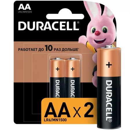 Элемент питания алкалиновый AA/LR6/MN 1500 Basic BP-2 (блист.2шт) Duracell Б0014044/