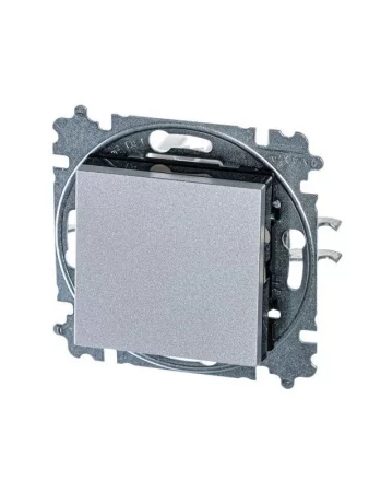 Выключатель 1-кл. СП Levit IP20 серебр./дым. черн. ABB 
