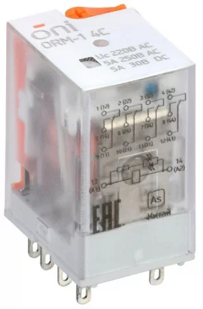 Реле интерфейсное ORM-1 4C 220В AC с LED и тест. кнопкой ONI 