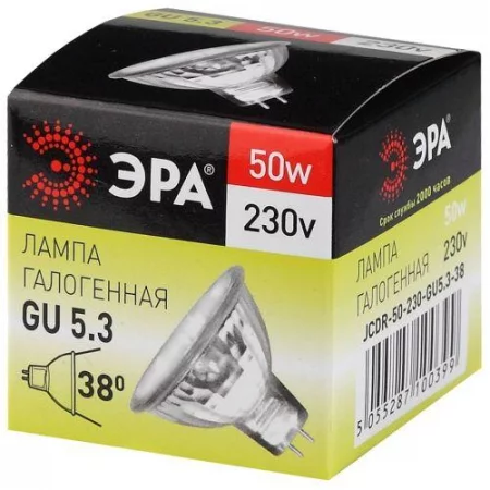 Лампа галогенная GU5.3-JCDR (MR16) -50W-230V-Cl ЭРА 