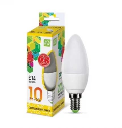 Лампа светодиодная LED-СВЕЧА-std 10Вт 230В E14 3000К 900Лм ASD 