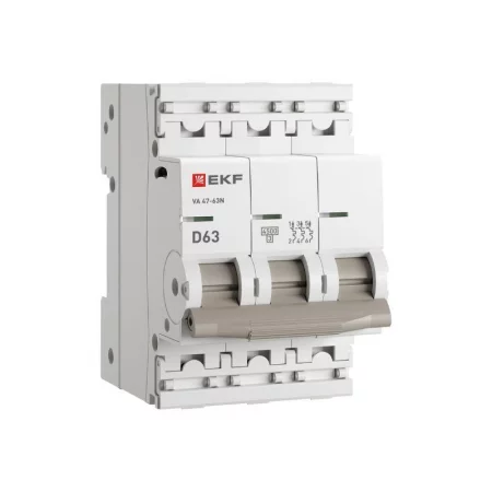 Выключатель автоматический модульный 3п D 63А 4.5кА ВА 47-63N PROxima EKF 