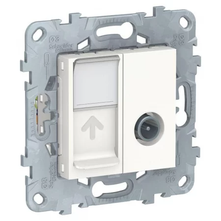 Механизм розетки TV UNICA NEW одиночная + комп. RJ45 кат.6 UTP бел. SchE 