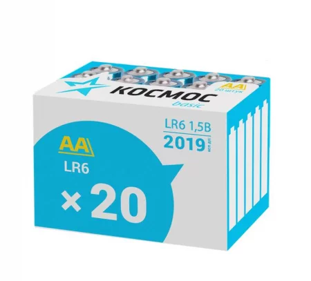 Элемент питания алкалиновый AA/LR6 (уп.20шт) КОСМОС 