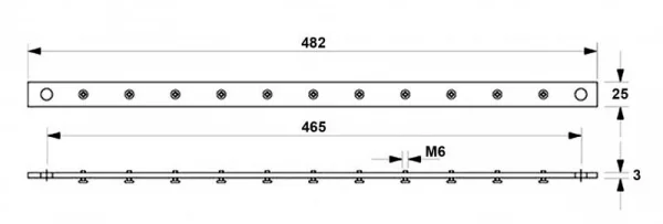 Шина заземления 19дюймов 482мм TGRD-19 медн. Hyperline 