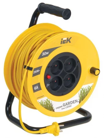 Удлинитель на катушке 4х30м без заземл. 6А IP20 Garden УК30 2х0.75 термозащита IEK 