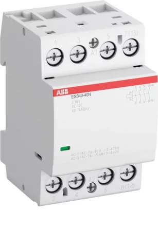 Контактор ESB40-40N-06 модульный (40А АС-1 4НО) катушка 230В AC/DC ABB 