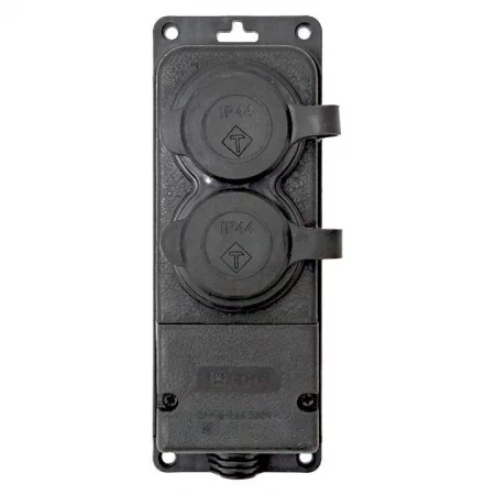 Колодка 2-м 16А IP44 2P+PE 230В с защ. крышками каучук PROxima EKF 