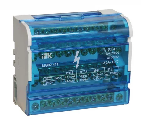 Шина на DIN-рейку в корпусе (кросс-модуль) ШНК 4х11 3L+PEN IEK 