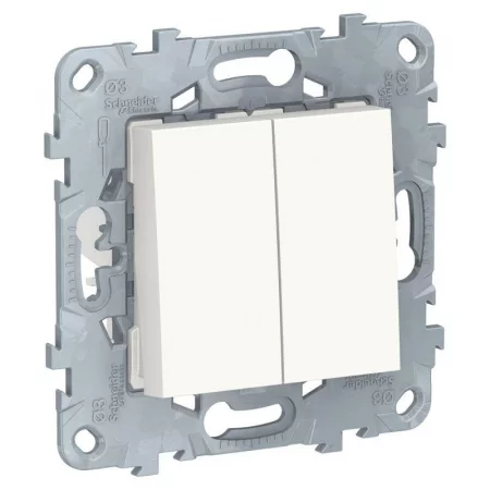 Переключатель перекрестный 2-кл. 2мод. СП Unica New IP21 (2х(сх. 7)) 250В 10AX бел. SchE 