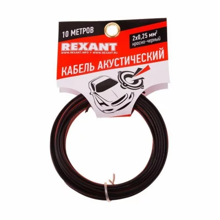 Кабель Stereo 2х0.25 красн./черн. (уп.10м) Rexant 