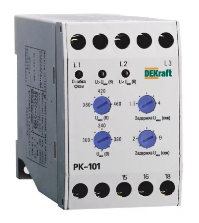 Реле контроля фаз РК-101 380В тип 01 DEKraft 
