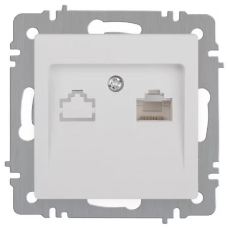 Розетка компьютерная 1-м СП Accent 6-303-01 RJ45 IP20 бел. Intro 