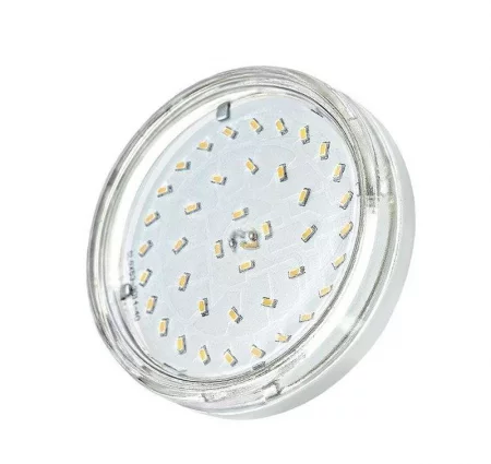Лампа светодиодная PLED-ECO 6Вт таблетка прозрачная 3000К тепл. бел. GX53 510лм 230В JazzWay 