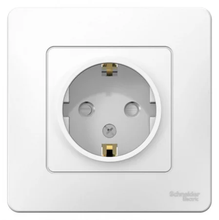 Розетка 1-м СП Blanca 16А IP20 250В с заземл. защ. шторки бел. SE 