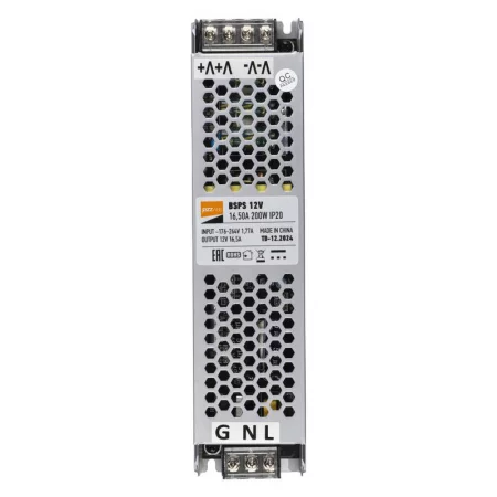 Блок питания для светодиод. ленты BSPS 200Вт 16.5А 12В IP20 метал. JazzWay 