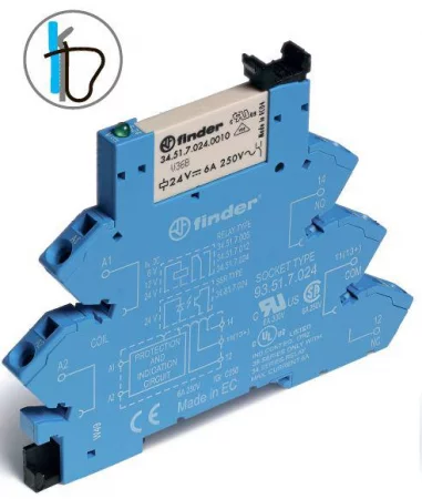 Реле электромеханическое 1CO 6А 24В DC IP20 FINDER 
