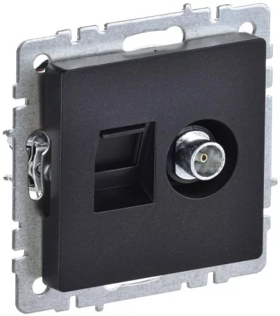 Розетка компьютерная + телевизионная 2-м Brite РТВ/РК12-БрЧ RJ45 кат.5E + TV механизм черн. IEK 