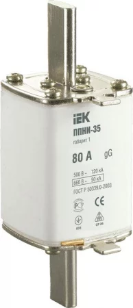 Вставка плавкая ППНИ-35 80А габарит 1 IEK 