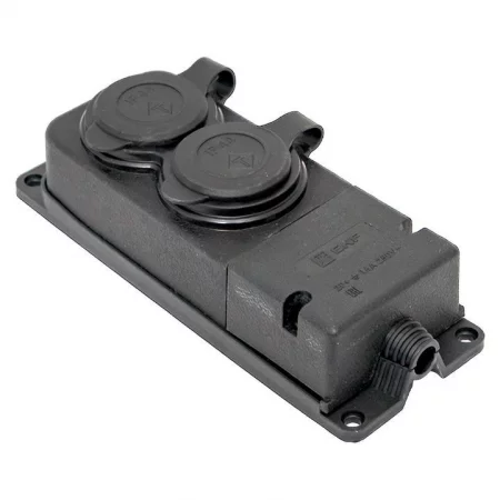 Колодка 2-м 16А IP44 2P+PE 230В с защ. крышками каучук PROxima EKF 